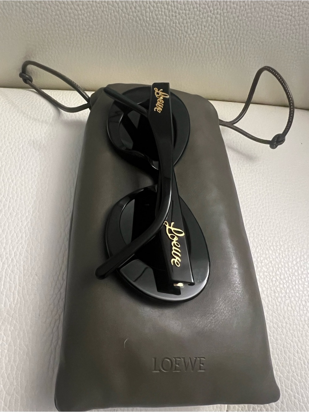 Loewe Black Sunglasses with Gold Script Logo